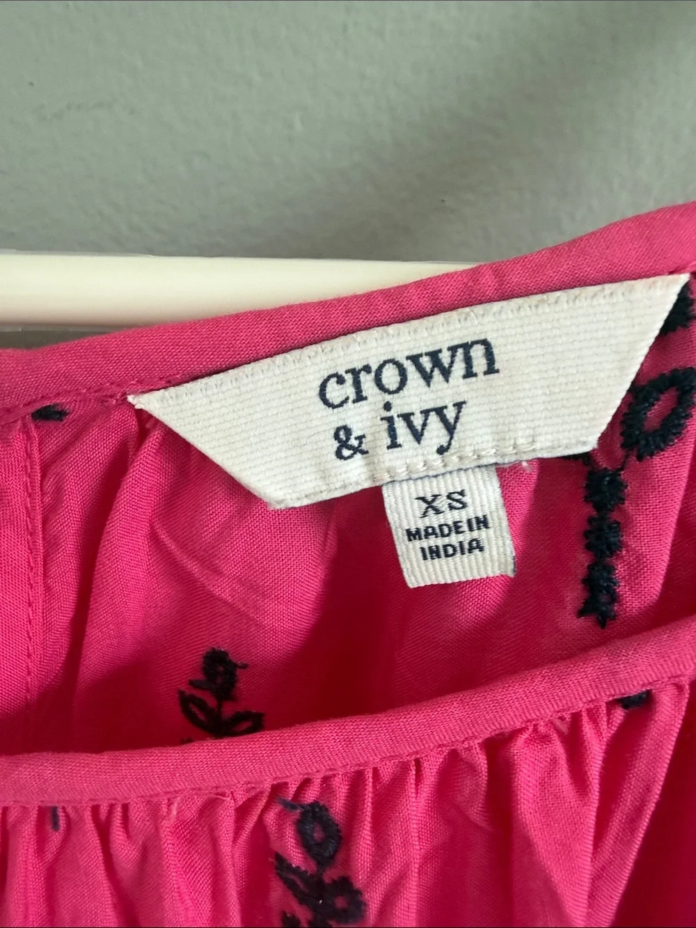 crown & ivy Bright Pink Midi Dress with Black Print